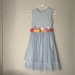Mini Boden blue tulle dress girls 11-12 holiday party wedding guest formal midi